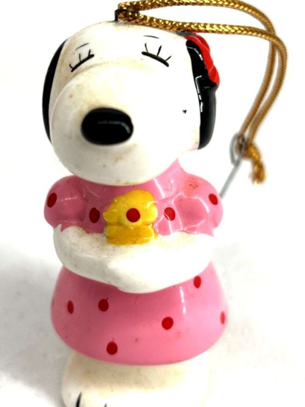 Snoopy's Sister Belle In Pink Dress Christmas Ornament Disney Ceramic 2"